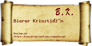 Bierer Krisztián névjegykártya